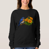 Sweatshirt Western Bluebird with California Poppies  (Devant)