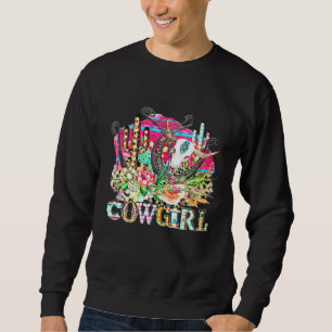 Sweatshirt Western Cactus Texas Cowgirl Cow Bull Skull Rodeo