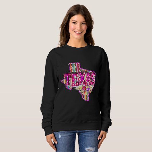 Sweatshirt Western Leopard Serape Texas State Home Texas Cowg (Devant entier)