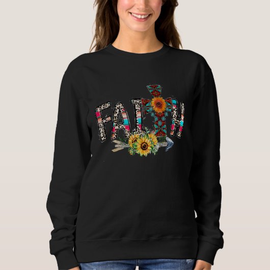 Sweatshirt Western Serape Turquoise Rodeo Christian Faith Cro (Devant)