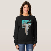 Sweatshirt Western Turquoise Rodeo Queen Lightning Cow Skull (Devant entier)