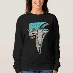 Sweatshirt Western Turquoise Rodeo Queen Lightning Cow Skull