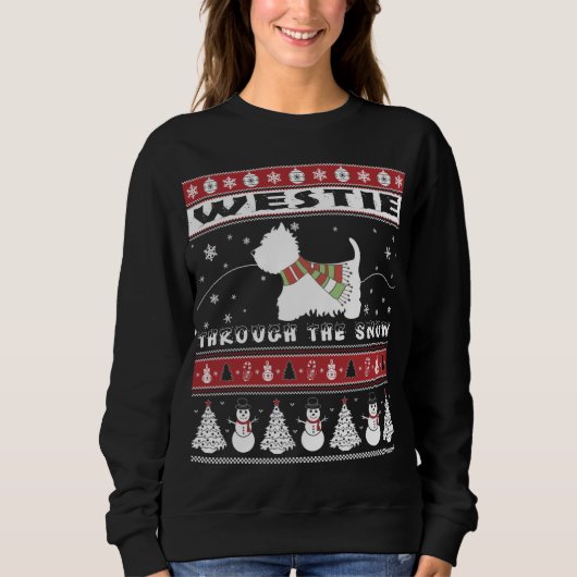 Sweatshirt Westie à travers la neige mignonne Noël (Devant)
