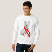 Sweatshirt Westie d'hiver dans une écharpe rouge (Devant entier)