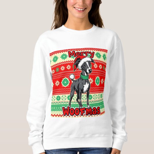 Sweatshirt Whippet Merry Woofmas (Devant)