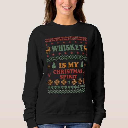 Sweatshirt Whiskey est mon esprit de noël drôle pull moche (Devant)
