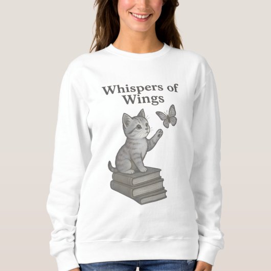 Sweatshirt Whispers of Wings: Magical Cat, Butterfly & Book (Devant)