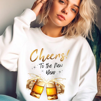 Sweatshirt White & Gold Cheers to New Years Eve Party 2024