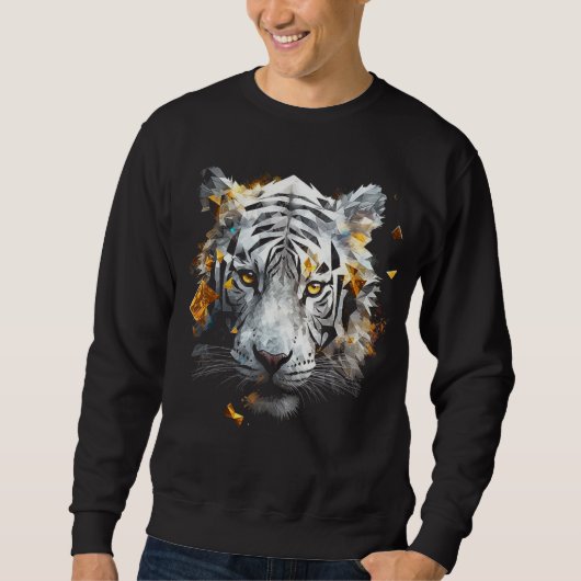 Sweatshirt White Tiger - Art Animal Motif Tiger (Devant)
