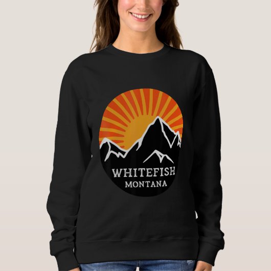 Sweatshirt Whitefish Montana Retro Sunset Mountains Vintage S (Devant)
