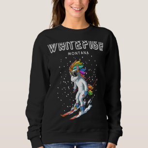 Sweatshirt Whitefish Montana Unicorn USA Station de ski 80s R
