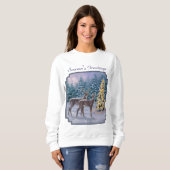 Sweatshirt Whitetail Deer & Christmas Tree Scene hivernale (Devant entier)