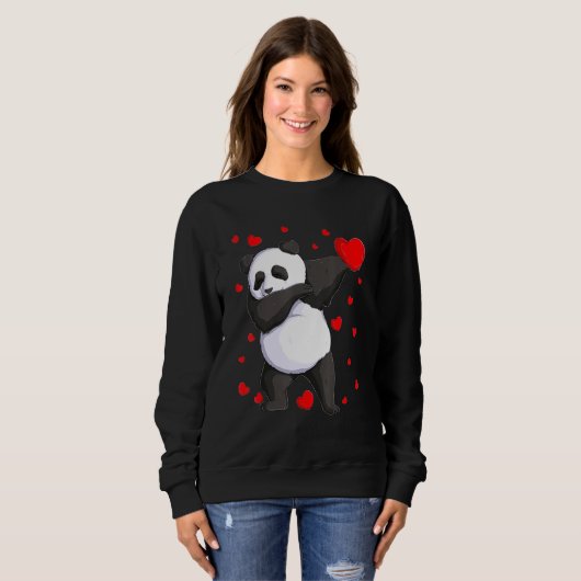 Sweatshirt Wild Dab Animals Dabbing Panda Bear St Valentine's (Devant entier)