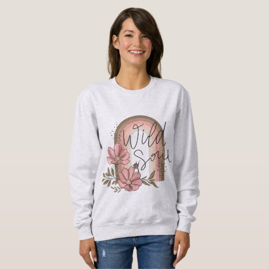 Sweatshirt Wild Soul Moderne Rainbow Boho Floral (Devant entier)