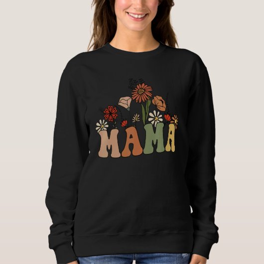 Sweatshirt Wildflowers Mama retro groovy matching women (Devant)