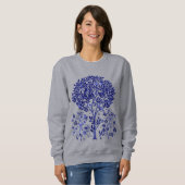 Sweatshirt William Morris Arbre de vie, bleu et blanc de Coba (Devant entier)