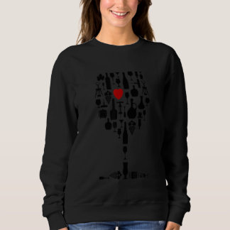 Sweatshirt Wine Glass Heart Wine  