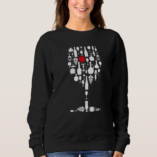 Sweatshirt Wine Glass Heart Wine 1 (Devant)