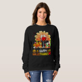 Sweatshirt Wine Glass Thankgiving  Happy Hallothanksmas Costu (Devant entier)