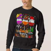 Sweatshirt Wine Glasses Witch Santa Hat (Devant)