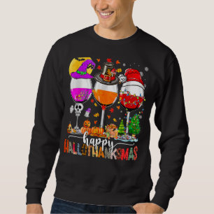 Sweatshirt Wine Glasses Witch Santa Hat