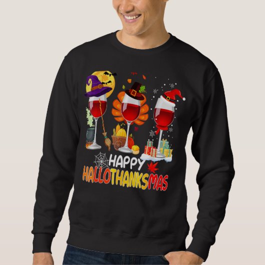 Sweatshirt Wine Glasses Witch Santa Hat (Devant)