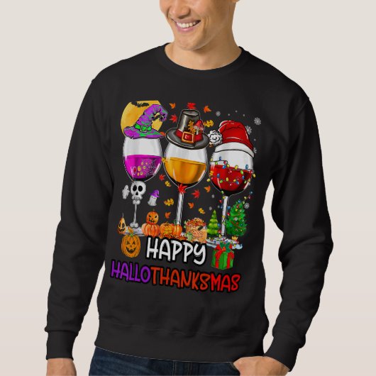 Sweatshirt Wine Glasses Witch Santa Hat (Devant)