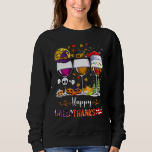 Sweatshirt Wine Glasses Witch Santa Hat