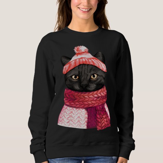 Sweatshirt Winter Hat And Shawl Black Cat For Kitten (Devant)