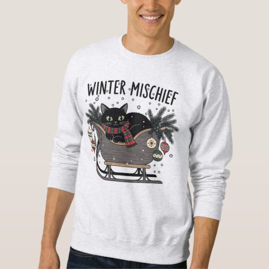Sweatshirt Winter Mischief (1) Christmas Cat Illustration (Devant)
