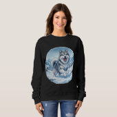 Sweatshirt Winter Mountain Dog Chest Print (Devant entier)