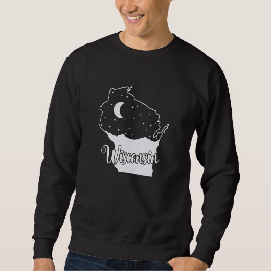 Sweatshirt Wisconsin Skyline in Map Outline USA (Devant)