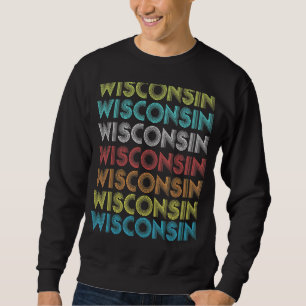 Sweatshirt Wisconsin Usa Badger State Retro Sunset Vintage Di