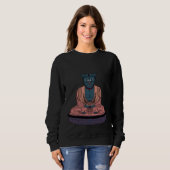 Sweatshirt Wise Cat Buddha Ready To Give Advice To Cat  & Hat (Devant entier)