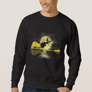 Sweatshirt Witch With Guitar Nature Moon Retro Style Guitaris