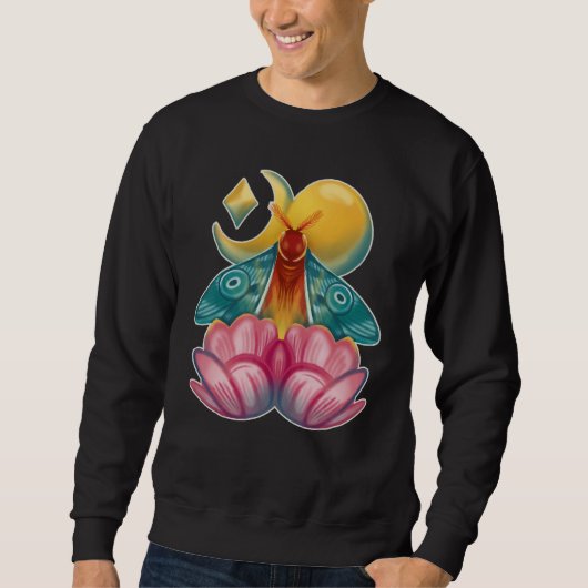 Sweatshirt Witchy Celestial Lunar Moth Crescent Moon Cottagec (Devant)