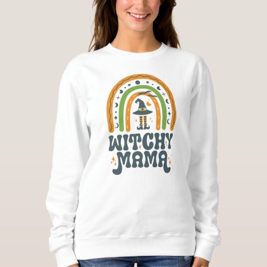 Sweatshirt Witchy Mama Mère Rainbow Super Halloween (Devant)