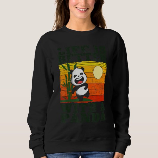 Sweatshirt With A Panda Bear Animal Retro 4 (Devant)