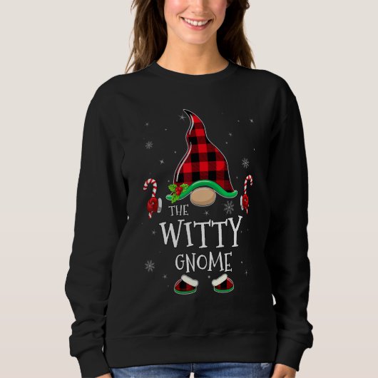 Sweatshirt Witty Gnome Buffalo Plaid Matching Family Christma (Devant)