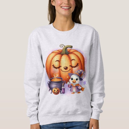 Sweatshirt Wizard Goose Halloween Jack-o'-lantern Cute Bird (Devant)