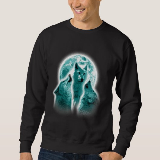 Sweatshirt Wolf Animals Howls Moon Print Animal Lovers Wolf (Devant)