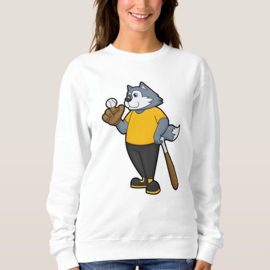 Sweatshirt Wolf au baseball avec batte de baseball (Devant)