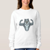 Sweatshirt Wolf comme Bodybuilder avec de grands Muscles (Devant)