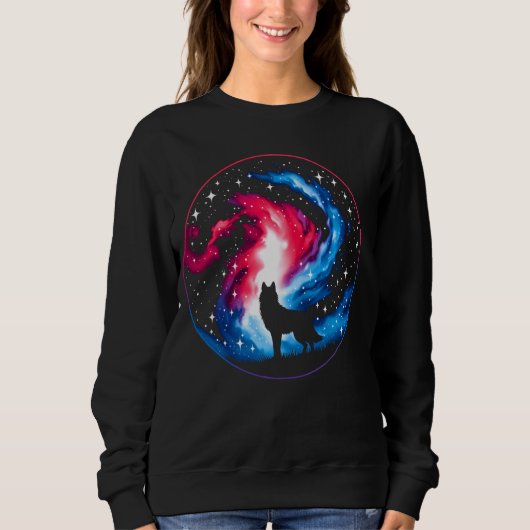 Sweatshirt Wolf cosmique cool Galaxie Graphique (Devant)
