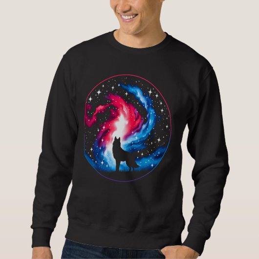 Sweatshirt Wolf cosmique cool Galaxie Graphique (Devant)