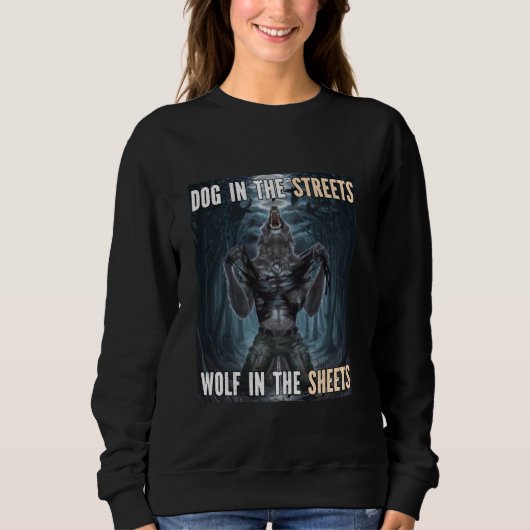 Sweatshirt Wolf Dans Les Feuilles Drôle Alpha Werewolf Mème (Devant)