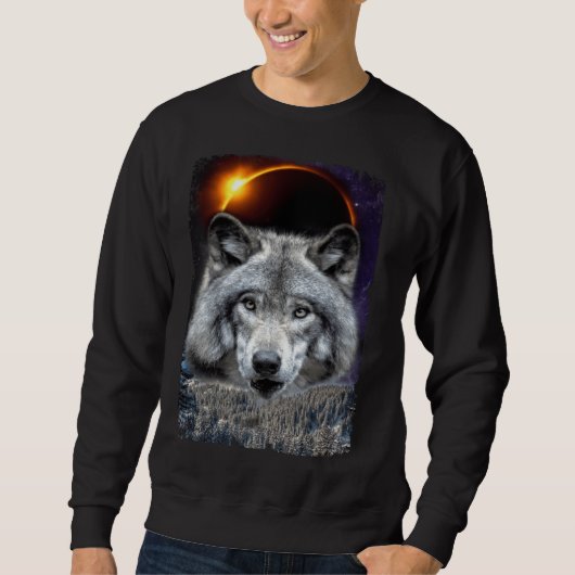 Sweatshirt Wolf d'hiver Galaxy Sun Moon Eclipse (Devant)