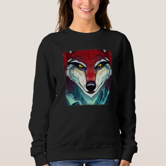 Sweatshirt Wolf head design art predator face imprint with wi (Devant)