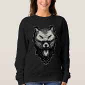 Sweatshirt Wolf Head Pixel 8 Bit Retro Video Game (Devant)
