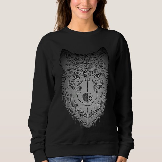 Sweatshirt Wolf head predator face imprint with wild animal (Devant)